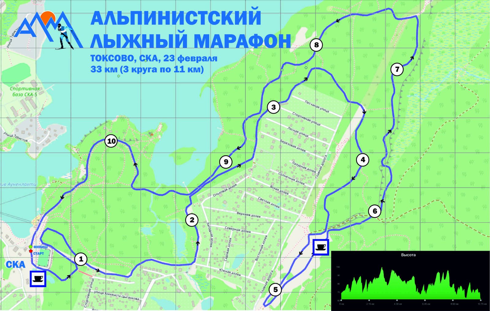 Схема трассы — Лыжная гонка "Альпинистский лыжный марафон" (СВ)